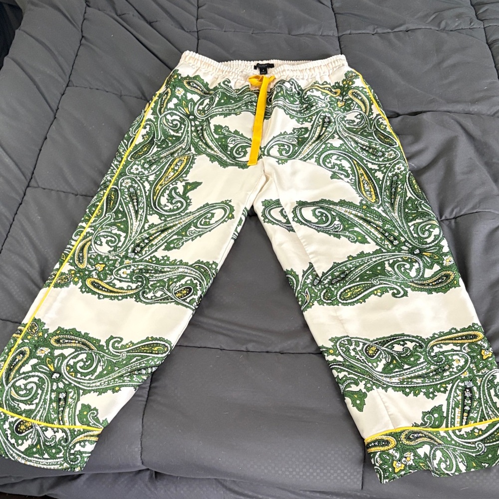 J. Crew Cream Lounge Pants with Yellow Drawstring